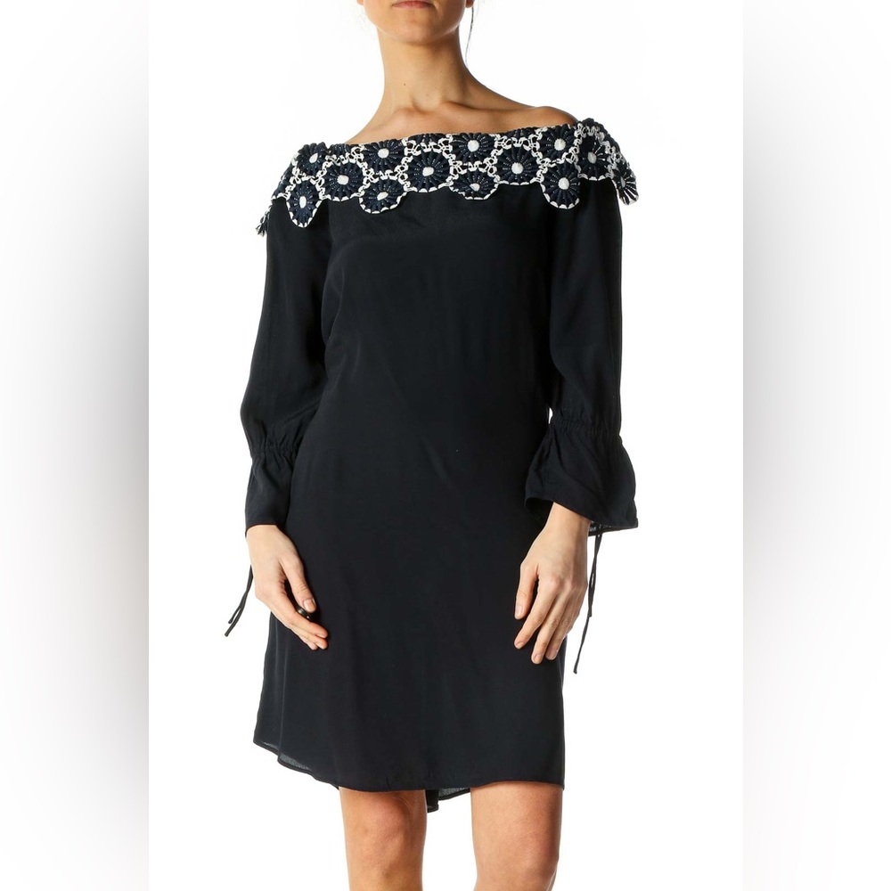 NWOT Ann Taylor Loft Off the Shoulder Embroidered Shift Dress Size Large
